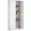 71" White Farmhouse Kitchen Pantry Freestanding 4 Door Storage Cabinet Adjustable Shelves
