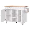 52in Kitchen Island Cart Rolling Storage Cabinet Table with Drawer Drop Leaf
