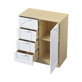 31.5"Large Storage Cabinet with Adjustable Shelf, Freestanding Storage Organizer Cabinet with 4 Removable Drawers, Floor Cabinet for Entryway
