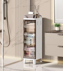 7.87 x 9.96x 28.94inch Narrow Gap Folding Storage Cabinet Plastic Magnetic Door Storage Organizer Cabinet for Bathroom Toilet Living Room Bedroom Smal