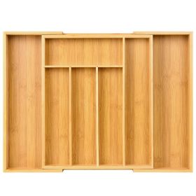 Expandable Bamboo Kitchen Drawer Organizer â€“ Adjustable Cutlery Tray for Utensils, Silverware
