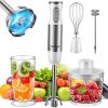 HB-2016A Hand Blender 5 in 1 white Immersion Blender Set, 30-Speed Hand Stick Blender with 600ml Beaker, 500ml Food Processor, Egg Whisk, Milk Frother