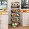 6 Tier Fruit Vegetable Basket For Kitchen With Wooden Tabletop
