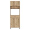 Della 60 Kitchen Pantry with Countertop, Closed & Open Storage -Light Oak