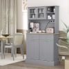 HOMCOM Kitchen Pantry Storage Cabinet with Charging Station, 2 Tilt Out Cabinets, Microwave Stand, Gray