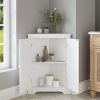 Floor Corner Cabinet with 2 Doors and Adjustable Shelves, Freestanding Narrow Cabinet Organizer, Corner Storage Cabinets for Bathroom, Kitchen
