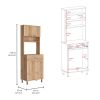 Della 60 Kitchen Pantry with Countertop, Closed & Open Storage -Light Oak