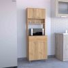 Della 60 Kitchen Pantry with Countertop, Closed & Open Storage -Light Oak