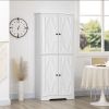 71" White Farmhouse Kitchen Pantry Freestanding 4 Door Storage Cabinet Adjustable Shelves