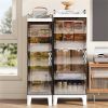7.87 x 9.96x 28.94inch Narrow Gap Folding Storage Cabinet Plastic Magnetic Door Storage Organizer Cabinet for Bathroom Toilet Living Room Bedroom Smal
