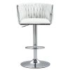 360° Fabric cover Swivel Bar Stools Set of 2, Adjustable Counter Height Bar Chairs with Woven Back & Footrest