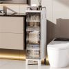 7.87 x 9.96x 28.94inch Narrow Gap Folding Storage Cabinet Plastic Magnetic Door Storage Organizer Cabinet for Bathroom Toilet Living Room Bedroom Smal