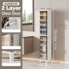 7.87*9.96*52.76inch Narrow Gap Folding Storage Cabinet Plastic Magnetic Door Storage Organizer Cabinet for Bathroom Toilet Living Room Bedroom Small S