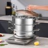 SOGA 2X 3 Tier 30cm Heavy Duty Stainless Steel Food Steamer with Glass Lid