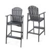 Outdoor Acacia Wood Adirondack Barstools, Set of 2, Dark Gray