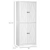 71" White Farmhouse Kitchen Pantry Freestanding 4 Door Storage Cabinet Adjustable Shelves