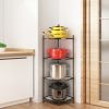 YSSOA 4 Tier Corner Display Rack Multipurpose Metal Shelving Unit, Bookcase Storage Rack Plant Stand for Living Room, Home Office, Kitchen