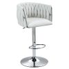 360° Fabric cover Swivel Bar Stools Set of 2, Adjustable Counter Height Bar Chairs with Woven Back & Footrest
