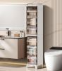 7.87*9.96*52.76inch Narrow Gap Folding Storage Cabinet Plastic Magnetic Door Storage Organizer Cabinet for Bathroom Toilet Living Room Bedroom Small S