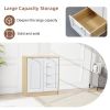31.5"Large Storage Cabinet with Adjustable Shelf, Freestanding Storage Organizer Cabinet with 4 Removable Drawers, Floor Cabinet for Entryway