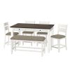 Wallace & Bay Velvety Brown And White 6 Piece Gathering Dining Set