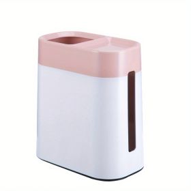 1pc 2 In 1 Desktop Trash Can With Tissue Box; Creative Plastic Mini Wastebasket; Trash Can; Garbage Bin; Rubbish Recycling For Desktop; Dressing Table (Color: Pink)