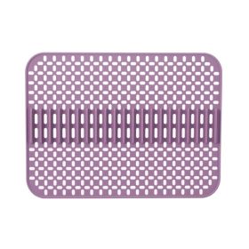 1pc Kitchen Silicone Drain Mat; Kitchen Sink Protection Anti-Scratch Mat; Non-Slip Card Bowl Card Position Mat; 16.93*12.6inch (quantity: 1pc, Color: Purple)