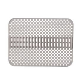 1pc Kitchen Silicone Drain Mat; Kitchen Sink Protection Anti-Scratch Mat; Non-Slip Card Bowl Card Position Mat; 16.93*12.6inch (quantity: 1pc, Color: Grey)