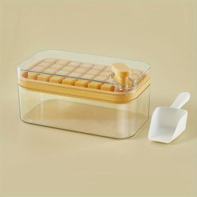 1pc Large Size 32/64 Slots Ice Mold Ice Tray Tray With Lid Ice Delivery Shovel; Creative 2-in-1 Ice Tray Mold And Storage Box One-click For Ice Extrac (quantity: 32 Cells, Color: Orange)