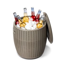 Rattan Cool Bar 4-in-1 Cocktail Table Side Table for Outdoor Patio (Type: Outdoor Coolers, Color: As pic show)