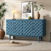 Modern 4-door Sideboard with Convex Pattern Doors and 2 Silver Handle for Living Room,Dining Room,Kitchen