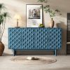 Modern 4-door Sideboard with Convex Pattern Doors and 2 Silver Handle for Living Room,Dining Room,Kitchen