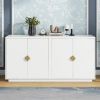 Modern Functional Large Storage Space Sideboard with Wooden Triangular Handles and Adjustable Shelves for Living Room and Dining Room