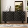 Modern 4-door Sideboard with Convex Pattern Doors and 2 Silver Handle for Living Room,Dining Room,Kitchen