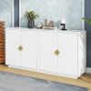 Modern Functional Large Storage Space Sideboard with Wooden Triangular Handles and Adjustable Shelves for Living Room and Dining Room