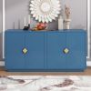 Modern Functional Large Storage Space Sideboard with Wooden Triangular Handles and Adjustable Shelves for Living Room and Dining Room