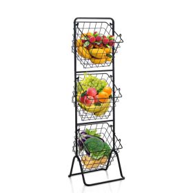 3-Tier Kitchen Storage Basket Organizer for Fruit (Type: Style A, Color: Black)