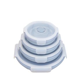 Silicone lunch box (Color: Blue, size: 550ML)