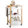 3-Tier Kitchen Island Cart Rolling Service Trolley with Bamboo Top