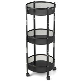 3-Tier Rotating 1-Second folding Storage Rack Metal (style: Round)