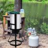 30QT Propane Turkey Fryer Set Silver Aluminum Pot with Black Round Iron Stand Outdoor Gas Deep Fryer Kit for Frying Turkey Seafood and Boiling Crawfis