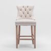 Contemporary Velvet Upholstered Barstools with Button Tufted Decoration and Wooden Legs, and Chrome Nailhead Trim, Leisure Style Bar Chairs,Bar stools